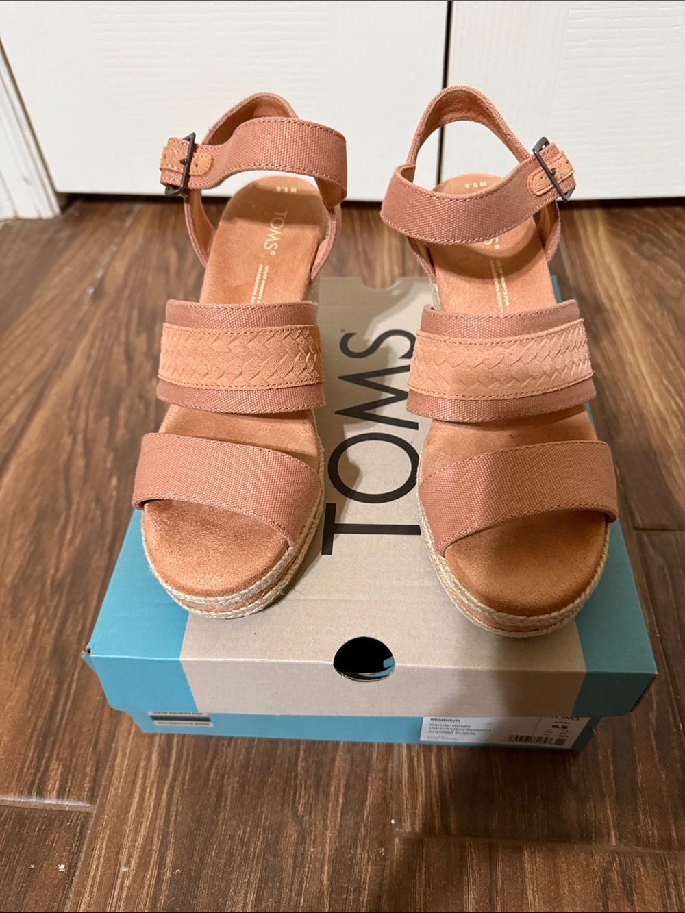 TOMS Women's Brown Espadrille Platform Sandals with Ankle Strap